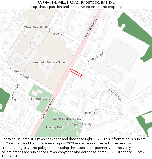 FAIRHAVEN, WELLS ROAD, RADSTOCK, BA3 3XU: Location map and indicative extent of plot