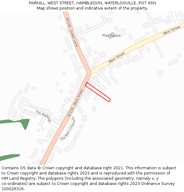 FAIRHILL, WEST STREET, HAMBLEDON, WATERLOOVILLE, PO7 4SN: Location map and indicative extent of plot