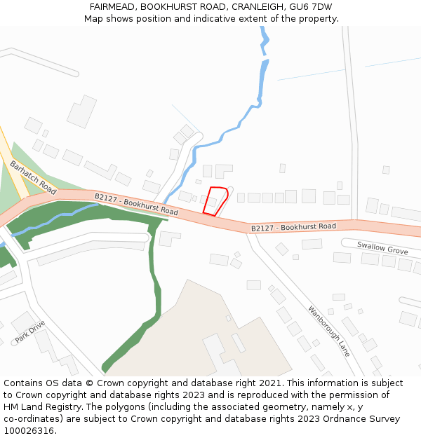 FAIRMEAD, BOOKHURST ROAD, CRANLEIGH, GU6 7DW: Location map and indicative extent of plot