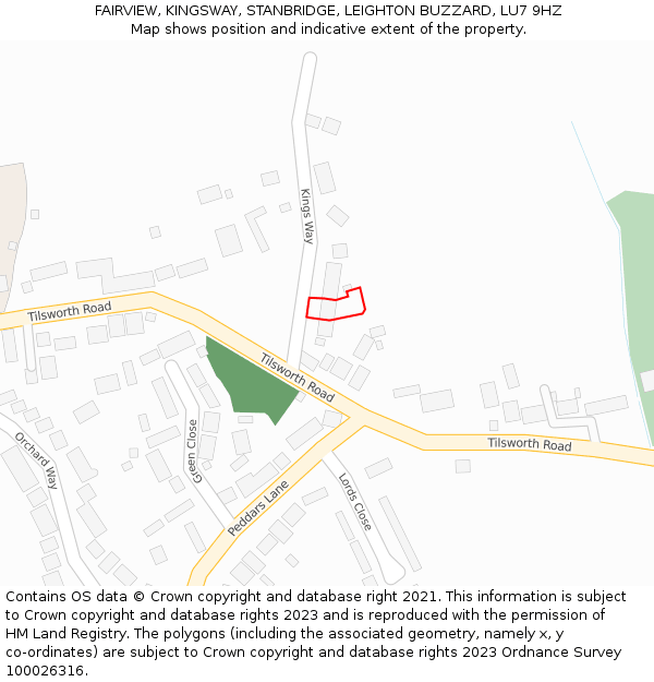 FAIRVIEW, KINGSWAY, STANBRIDGE, LEIGHTON BUZZARD, LU7 9HZ: Location map and indicative extent of plot