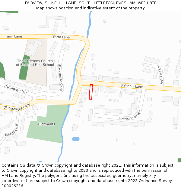 FAIRVIEW, SHINEHILL LANE, SOUTH LITTLETON, EVESHAM, WR11 8TR: Location map and indicative extent of plot