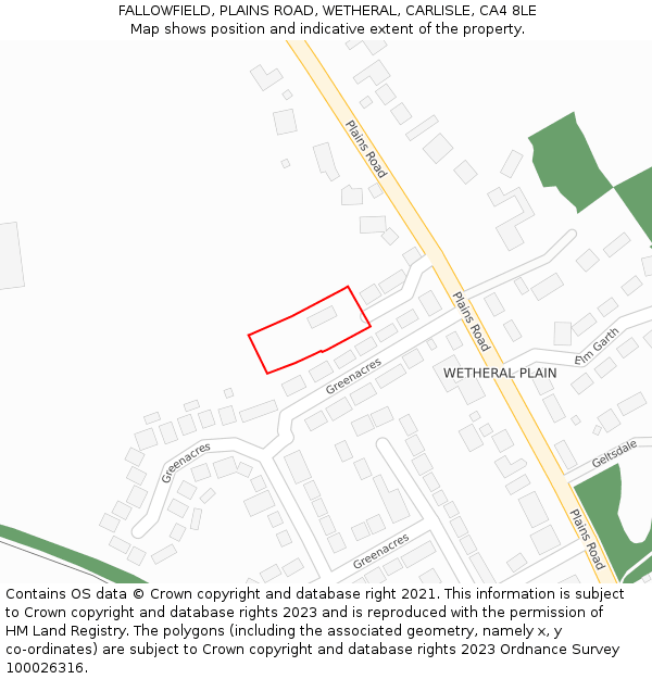 FALLOWFIELD, PLAINS ROAD, WETHERAL, CARLISLE, CA4 8LE: Location map and indicative extent of plot