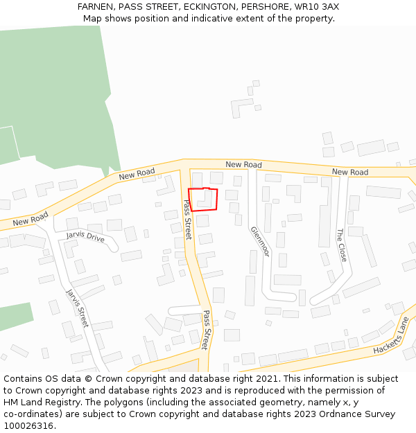 FARNEN, PASS STREET, ECKINGTON, PERSHORE, WR10 3AX: Location map and indicative extent of plot