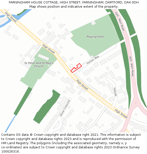 FARNINGHAM HOUSE COTTAGE, HIGH STREET, FARNINGHAM, DARTFORD, DA4 0DH: Location map and indicative extent of plot