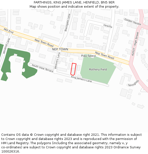 FARTHINGS, KING JAMES LANE, HENFIELD, BN5 9ER: Location map and indicative extent of plot