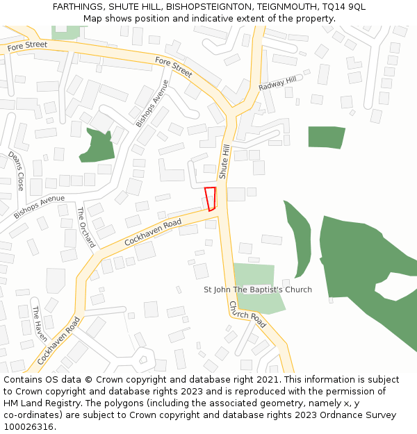 FARTHINGS, SHUTE HILL, BISHOPSTEIGNTON, TEIGNMOUTH, TQ14 9QL: Location map and indicative extent of plot
