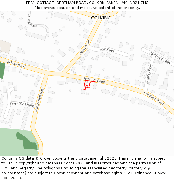 FERN COTTAGE, DEREHAM ROAD, COLKIRK, FAKENHAM, NR21 7NQ: Location map and indicative extent of plot