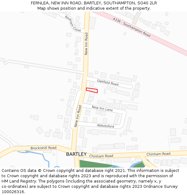 FERNLEA, NEW INN ROAD, BARTLEY, SOUTHAMPTON, SO40 2LR: Location map and indicative extent of plot