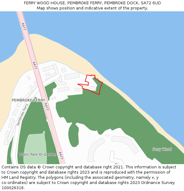 FERRY WOOD HOUSE, PEMBROKE FERRY, PEMBROKE DOCK, SA72 6UD: Location map and indicative extent of plot