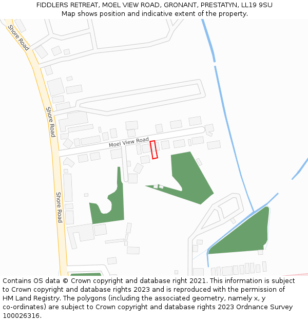 FIDDLERS RETREAT, MOEL VIEW ROAD, GRONANT, PRESTATYN, LL19 9SU: Location map and indicative extent of plot