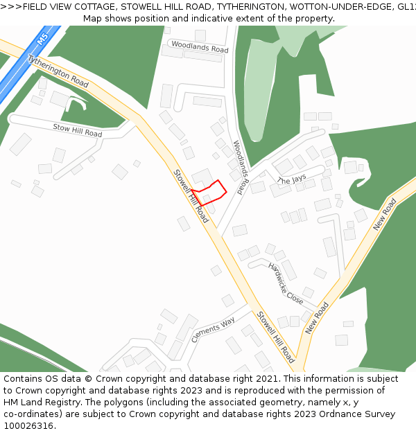 FIELD VIEW COTTAGE, STOWELL HILL ROAD, TYTHERINGTON, WOTTON-UNDER-EDGE, GL12 8UH: Location map and indicative extent of plot