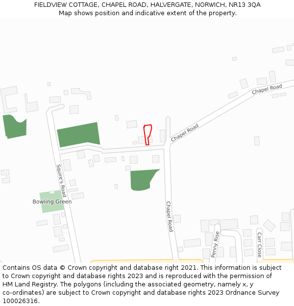 FIELDVIEW COTTAGE, CHAPEL ROAD, HALVERGATE, NORWICH, NR13 3QA: Location map and indicative extent of plot