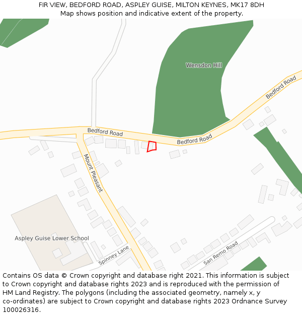 FIR VIEW, BEDFORD ROAD, ASPLEY GUISE, MILTON KEYNES, MK17 8DH: Location map and indicative extent of plot