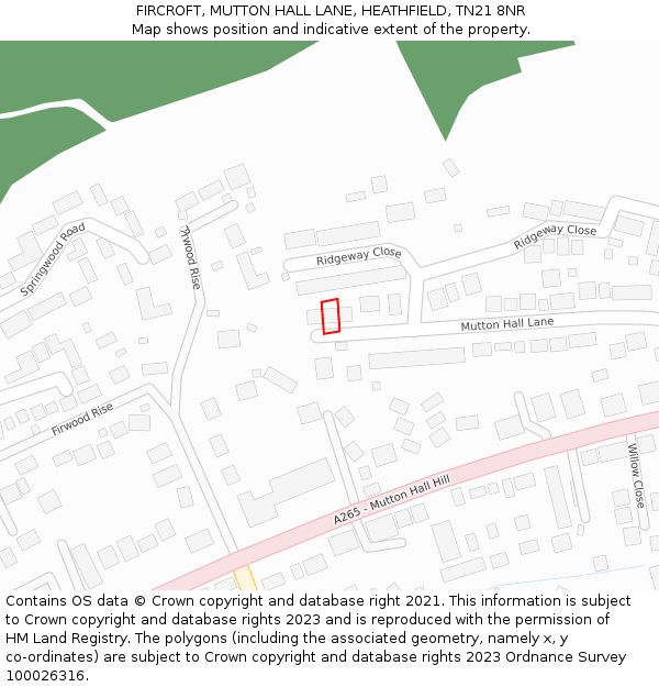 FIRCROFT, MUTTON HALL LANE, HEATHFIELD, TN21 8NR: Location map and indicative extent of plot