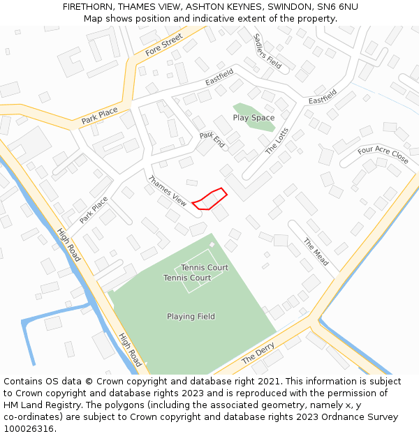 FIRETHORN, THAMES VIEW, ASHTON KEYNES, SWINDON, SN6 6NU: Location map and indicative extent of plot