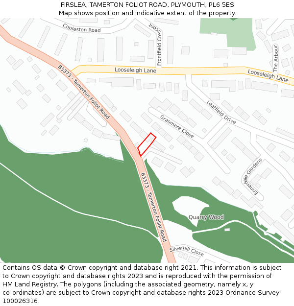 FIRSLEA, TAMERTON FOLIOT ROAD, PLYMOUTH, PL6 5ES: Location map and indicative extent of plot