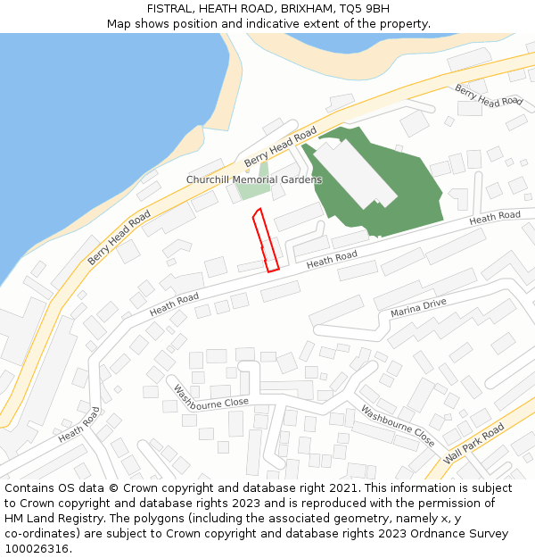 FISTRAL, HEATH ROAD, BRIXHAM, TQ5 9BH: Location map and indicative extent of plot