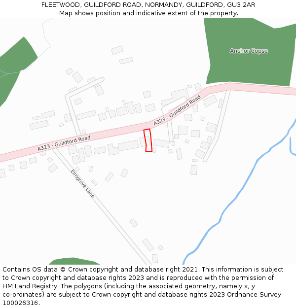 FLEETWOOD, GUILDFORD ROAD, NORMANDY, GUILDFORD, GU3 2AR: Location map and indicative extent of plot