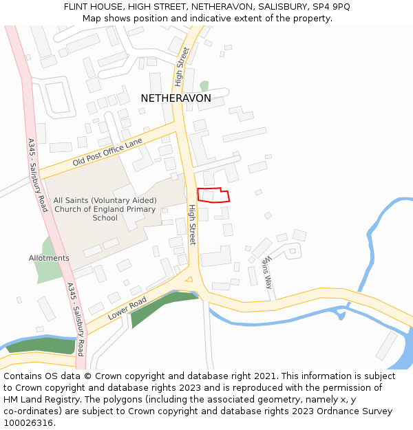 FLINT HOUSE, HIGH STREET, NETHERAVON, SALISBURY, SP4 9PQ: Location map and indicative extent of plot