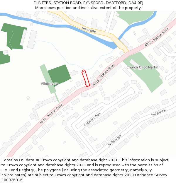 FLINTERS, STATION ROAD, EYNSFORD, DARTFORD, DA4 0EJ: Location map and indicative extent of plot