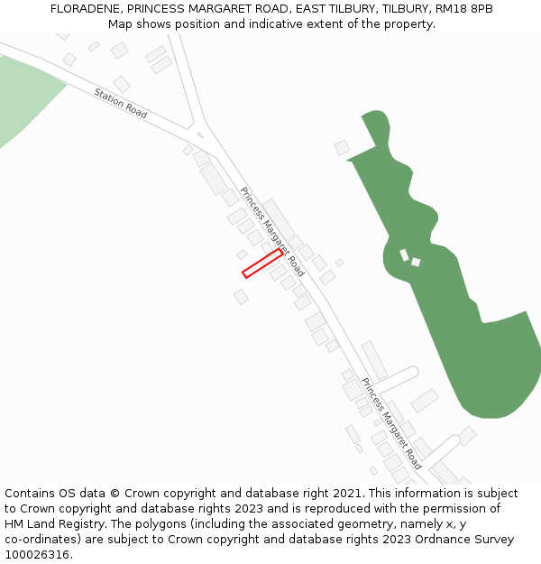 FLORADENE, PRINCESS MARGARET ROAD, EAST TILBURY, TILBURY, RM18 8PB: Location map and indicative extent of plot