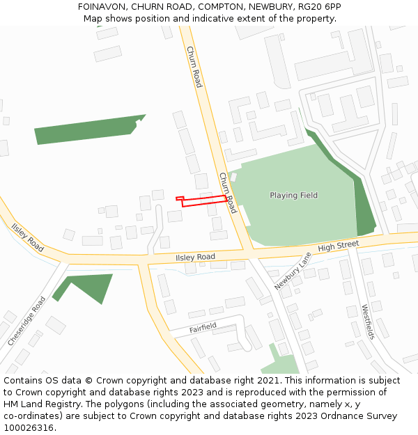 FOINAVON, CHURN ROAD, COMPTON, NEWBURY, RG20 6PP: Location map and indicative extent of plot