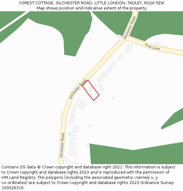 FOREST COTTAGE, SILCHESTER ROAD, LITTLE LONDON, TADLEY, RG26 5EW: Location map and indicative extent of plot