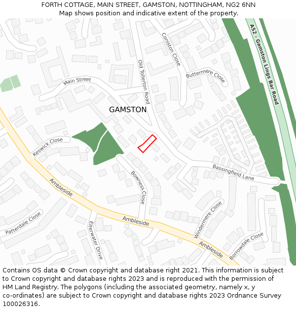 FORTH COTTAGE, MAIN STREET, GAMSTON, NOTTINGHAM, NG2 6NN: Location map and indicative extent of plot