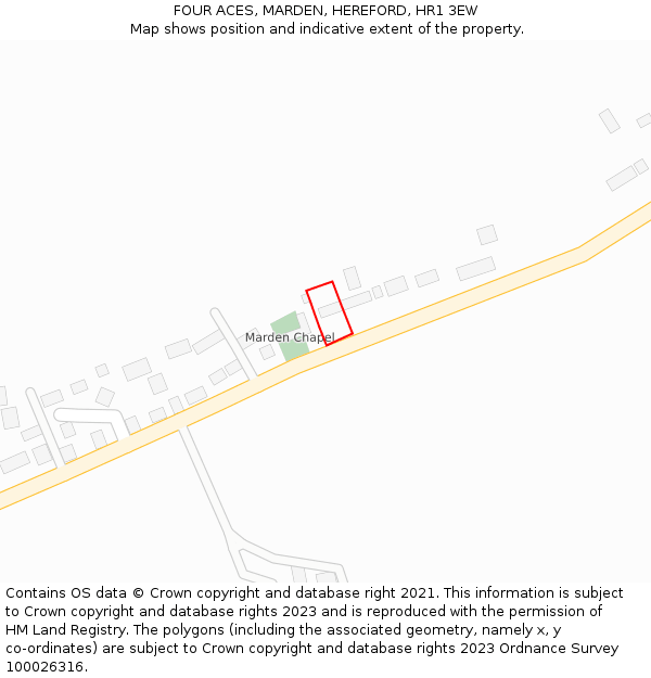 FOUR ACES, MARDEN, HEREFORD, HR1 3EW: Location map and indicative extent of plot