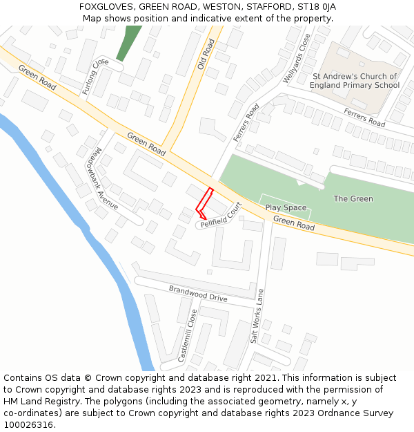 FOXGLOVES, GREEN ROAD, WESTON, STAFFORD, ST18 0JA: Location map and indicative extent of plot