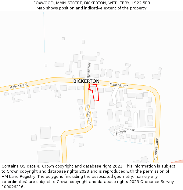 FOXWOOD, MAIN STREET, BICKERTON, WETHERBY, LS22 5ER: Location map and indicative extent of plot