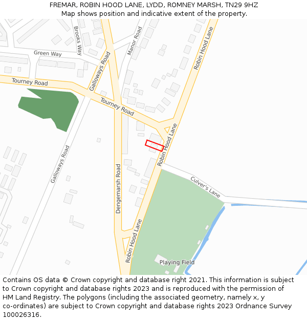 FREMAR, ROBIN HOOD LANE, LYDD, ROMNEY MARSH, TN29 9HZ: Location map and indicative extent of plot