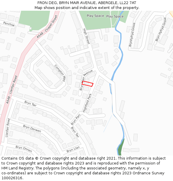 FRON DEG, BRYN MAIR AVENUE, ABERGELE, LL22 7AT: Location map and indicative extent of plot