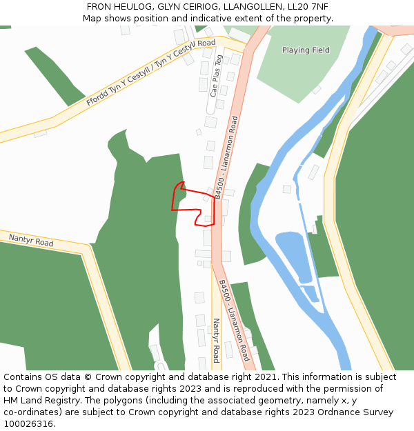 FRON HEULOG, GLYN CEIRIOG, LLANGOLLEN, LL20 7NF: Location map and indicative extent of plot