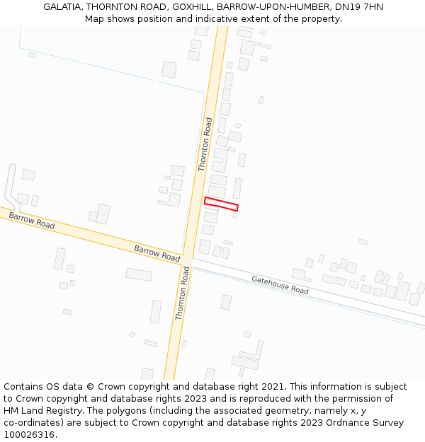 GALATIA, THORNTON ROAD, GOXHILL, BARROW-UPON-HUMBER, DN19 7HN: Location map and indicative extent of plot