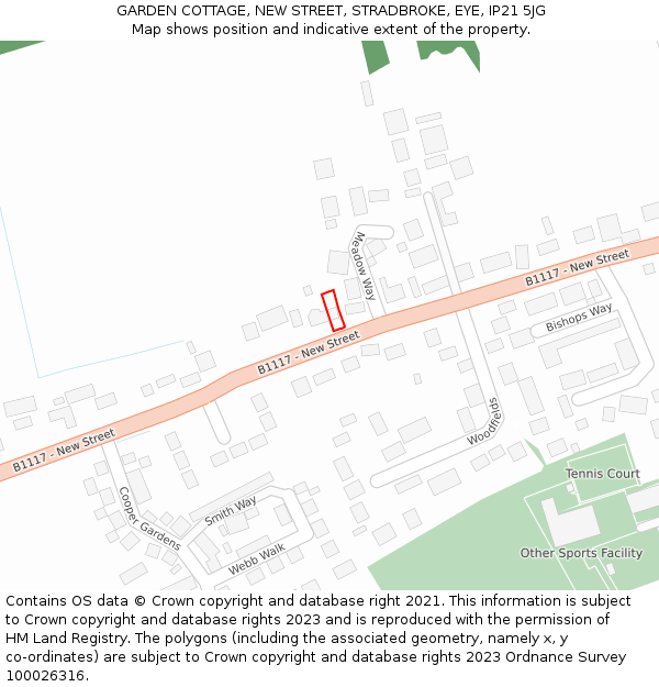 GARDEN COTTAGE, NEW STREET, STRADBROKE, EYE, IP21 5JG: Location map and indicative extent of plot