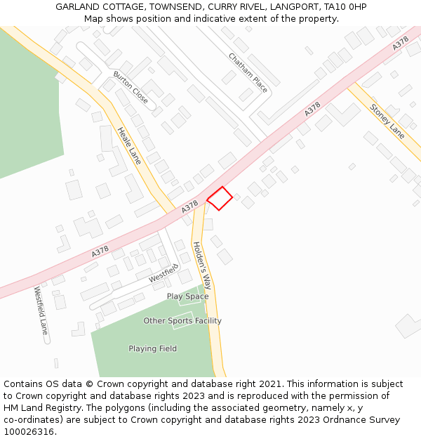 GARLAND COTTAGE, TOWNSEND, CURRY RIVEL, LANGPORT, TA10 0HP: Location map and indicative extent of plot