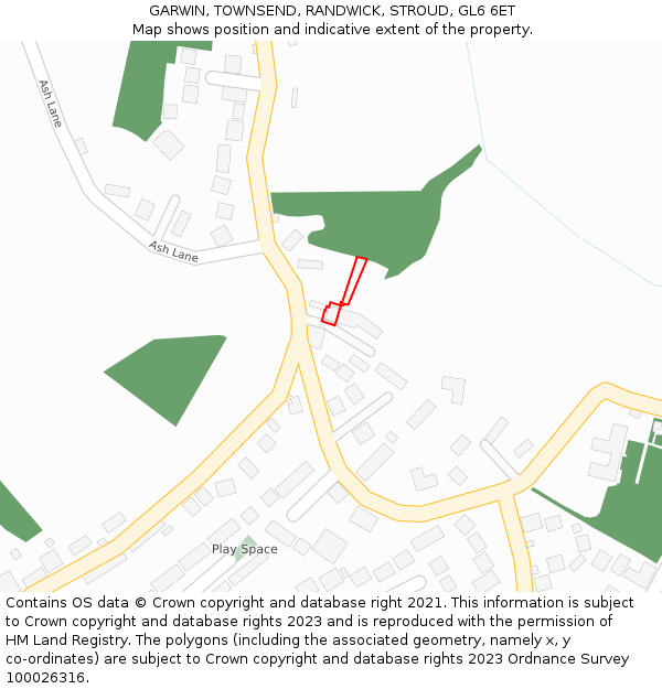 GARWIN, TOWNSEND, RANDWICK, STROUD, GL6 6ET: Location map and indicative extent of plot