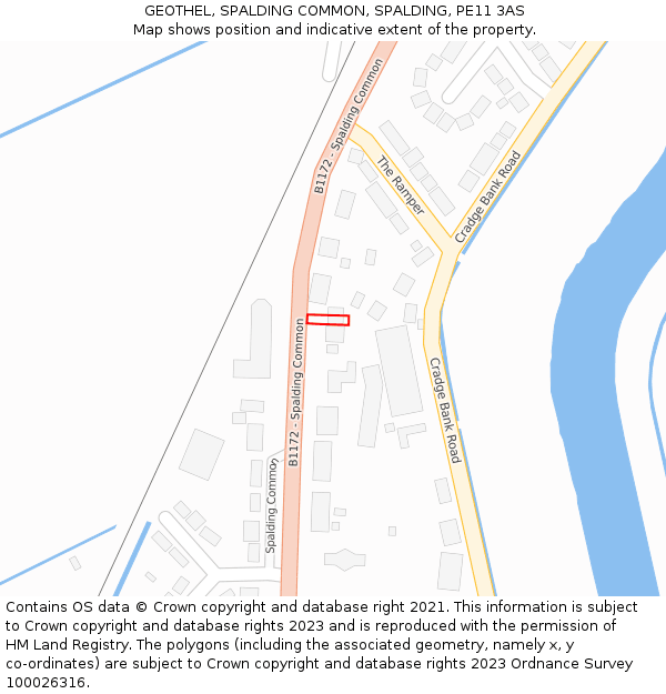 GEOTHEL, SPALDING COMMON, SPALDING, PE11 3AS: Location map and indicative extent of plot