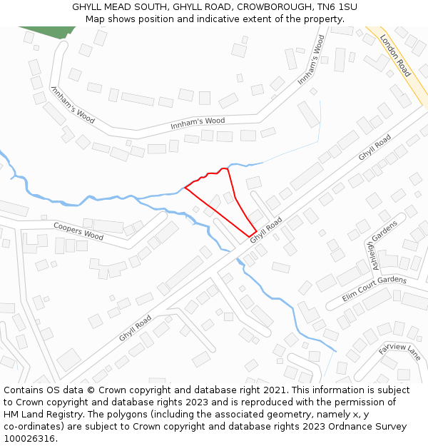 GHYLL MEAD SOUTH, GHYLL ROAD, CROWBOROUGH, TN6 1SU: Location map and indicative extent of plot