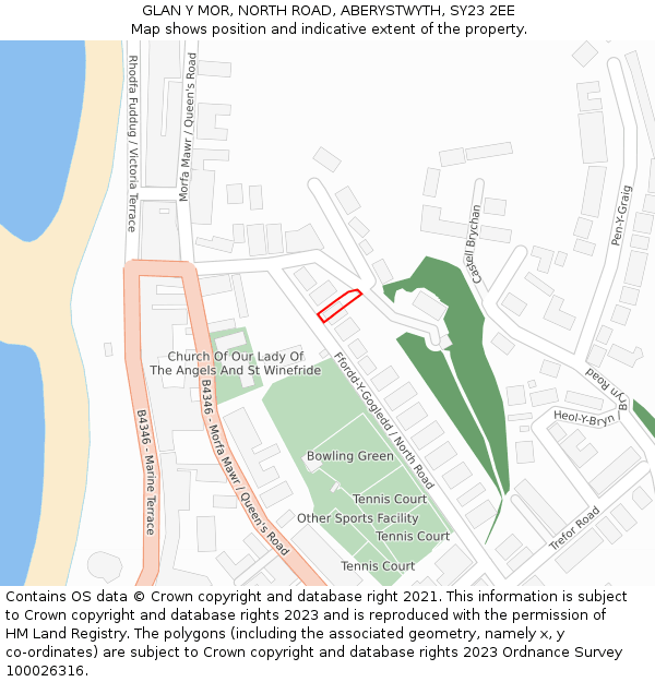 GLAN Y MOR, NORTH ROAD, ABERYSTWYTH, SY23 2EE: Location map and indicative extent of plot