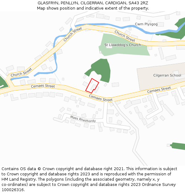 GLASFRYN, PENLLYN, CILGERRAN, CARDIGAN, SA43 2RZ: Location map and indicative extent of plot