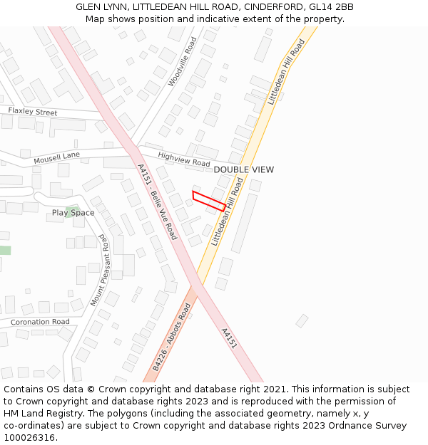 GLEN LYNN, LITTLEDEAN HILL ROAD, CINDERFORD, GL14 2BB: Location map and indicative extent of plot