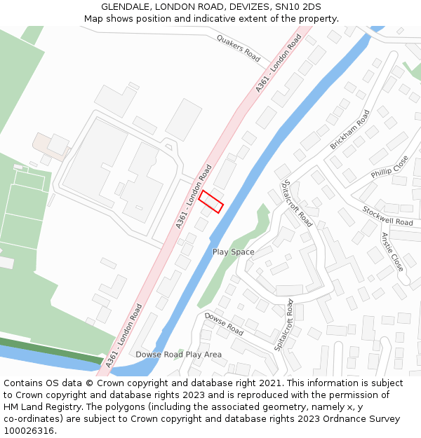 GLENDALE, LONDON ROAD, DEVIZES, SN10 2DS: Location map and indicative extent of plot