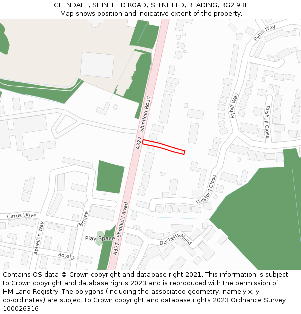 GLENDALE, SHINFIELD ROAD, SHINFIELD, READING, RG2 9BE: Location map and indicative extent of plot