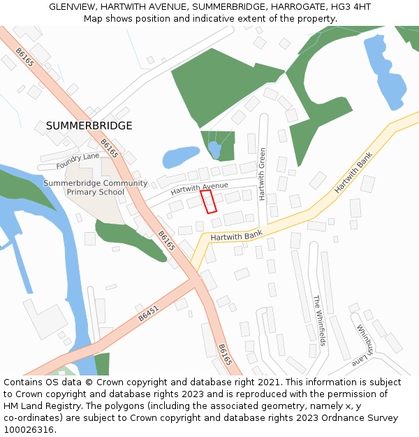 GLENVIEW, HARTWITH AVENUE, SUMMERBRIDGE, HARROGATE, HG3 4HT: Location map and indicative extent of plot