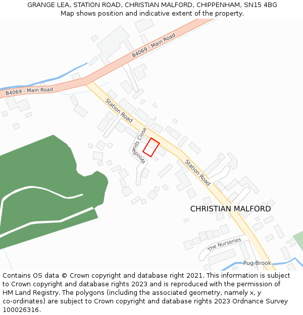 GRANGE LEA, STATION ROAD, CHRISTIAN MALFORD, CHIPPENHAM, SN15 4BG: Location map and indicative extent of plot