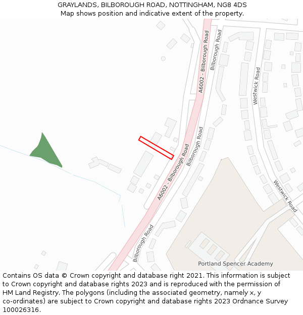 GRAYLANDS, BILBOROUGH ROAD, NOTTINGHAM, NG8 4DS: Location map and indicative extent of plot