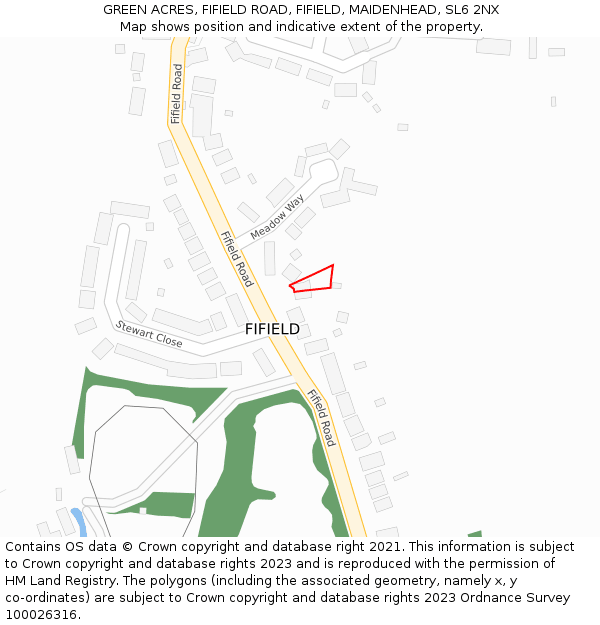 GREEN ACRES, FIFIELD ROAD, FIFIELD, MAIDENHEAD, SL6 2NX: Location map and indicative extent of plot