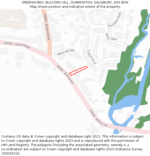 GREENACRES, BULFORD HILL, DURRINGTON, SALISBURY, SP4 8DW: Location map and indicative extent of plot